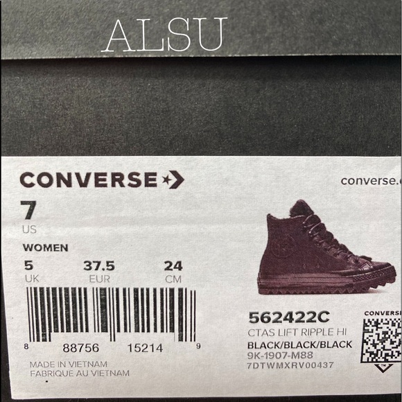 Converse Ctas Lift Ripple High Top Black Leather W - Picture 8 of 8